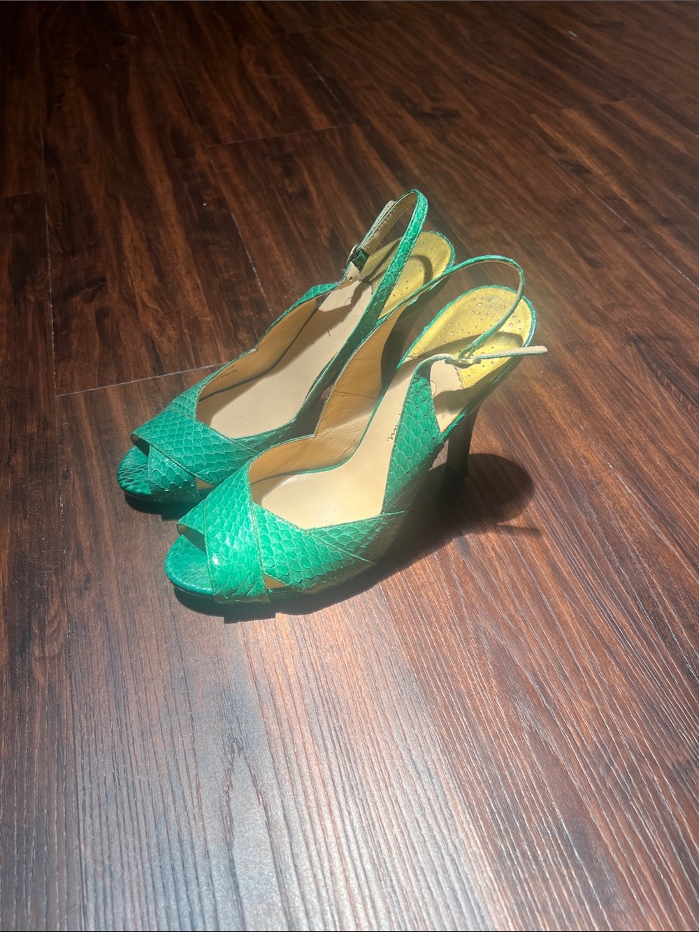Cole Haan Green Peep-Toe Slingback Heels